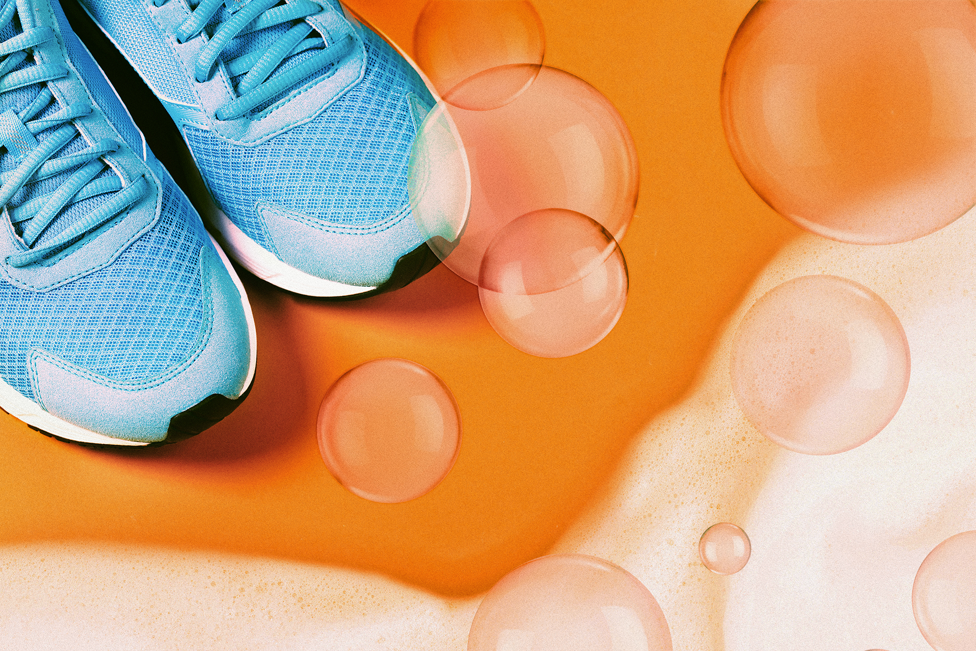 Blue,Sneakers,On,Yellow,Background.,Concept,Of,Healthy,Life,,Everyday
